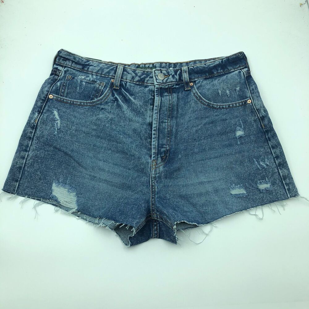 Wild Fable Highest Rise Cutoff Raw Hem Denim Jean Shorts Button Fly 14/32 NWT